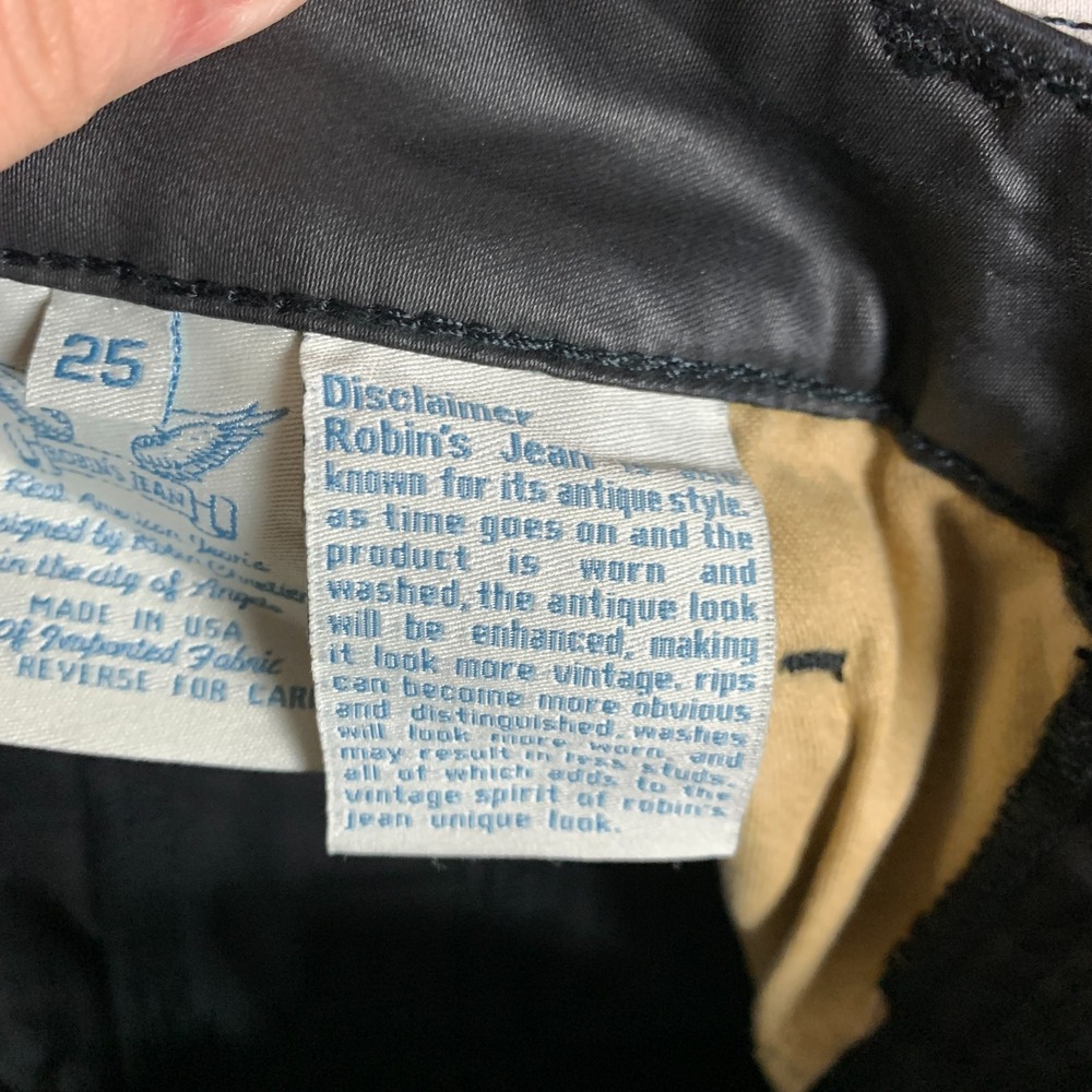Robin's Jeans Predator Cargo Pants Women's 25 Black Coated‎ Side Striped Sporty - Picture 10 of 14